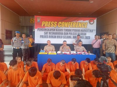 Gelar Conference Press, Polres Rohul Ungkap 14 Kasus TP Narkotika Jangka Waktu 20 Hari