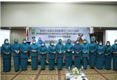 Ketua TP. PKK Kabupaten Rohul Mengikuti Rakerda Ke IX Tingkat Provinsi Riau Tahun 2021